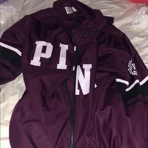 victoria secret maroon windbreaker with hood